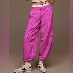 Anthropologie Daily Practice Pink Cargo Jogger Windbreaker Pants Barbiecore XXS